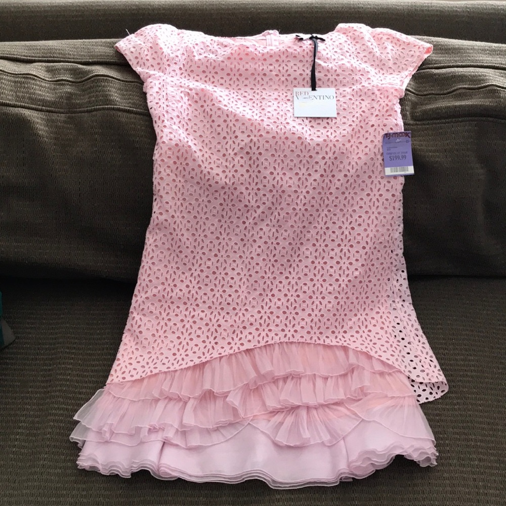 NWT Valentino Dress- Pink eyelet with ruffle skirt